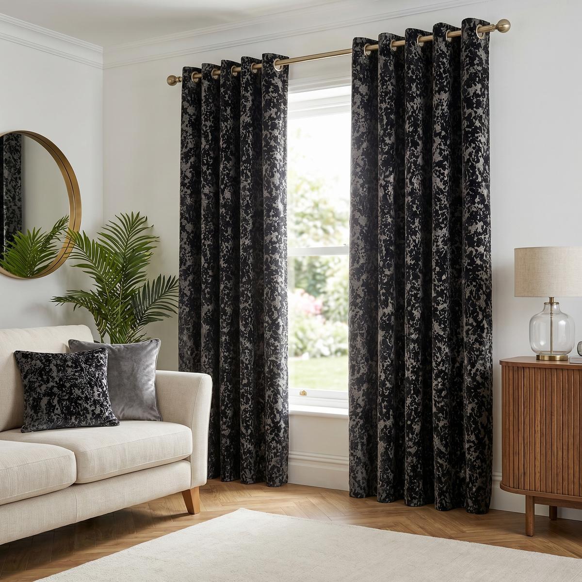 Galaxy Room Darkening Eyelet Curtains - Black