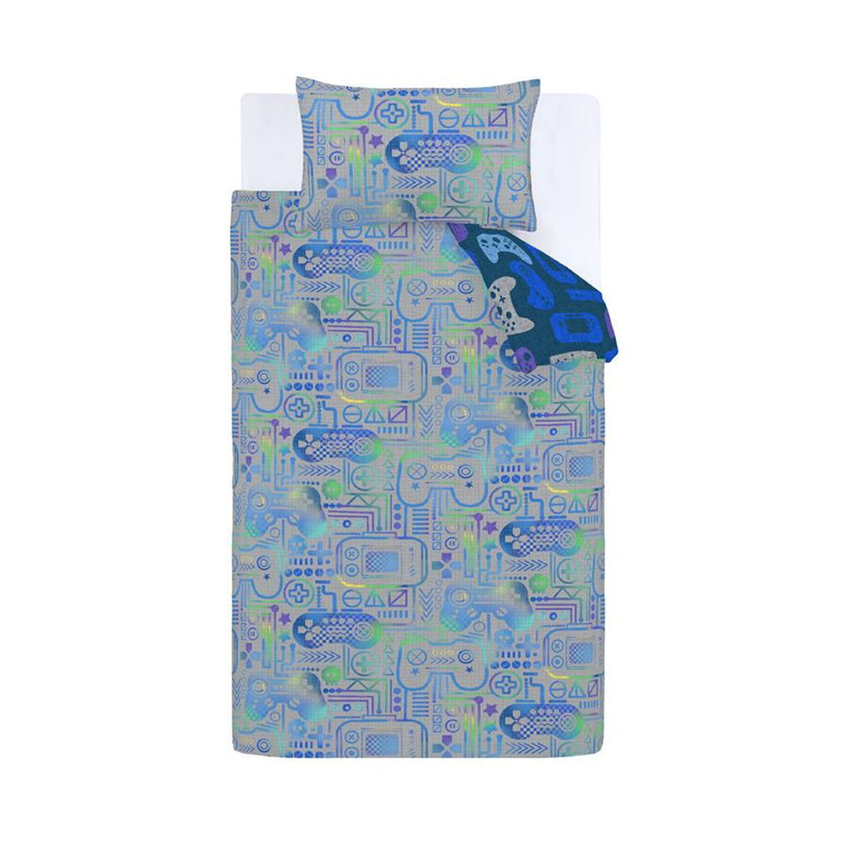 Catherine Lansfield Kids Gamer So Soft Double Fitted Sheet Grey