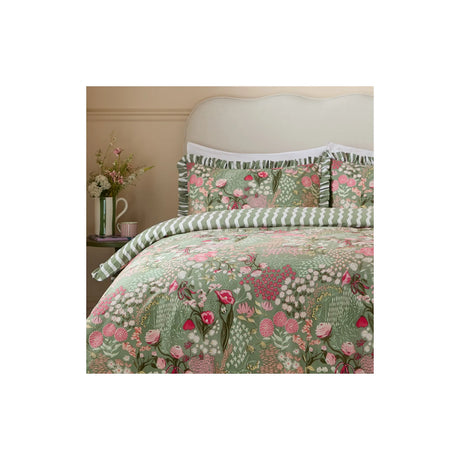 Gardenia Reversible Ruffle Duvet Cover Set Pink Forest - image 5