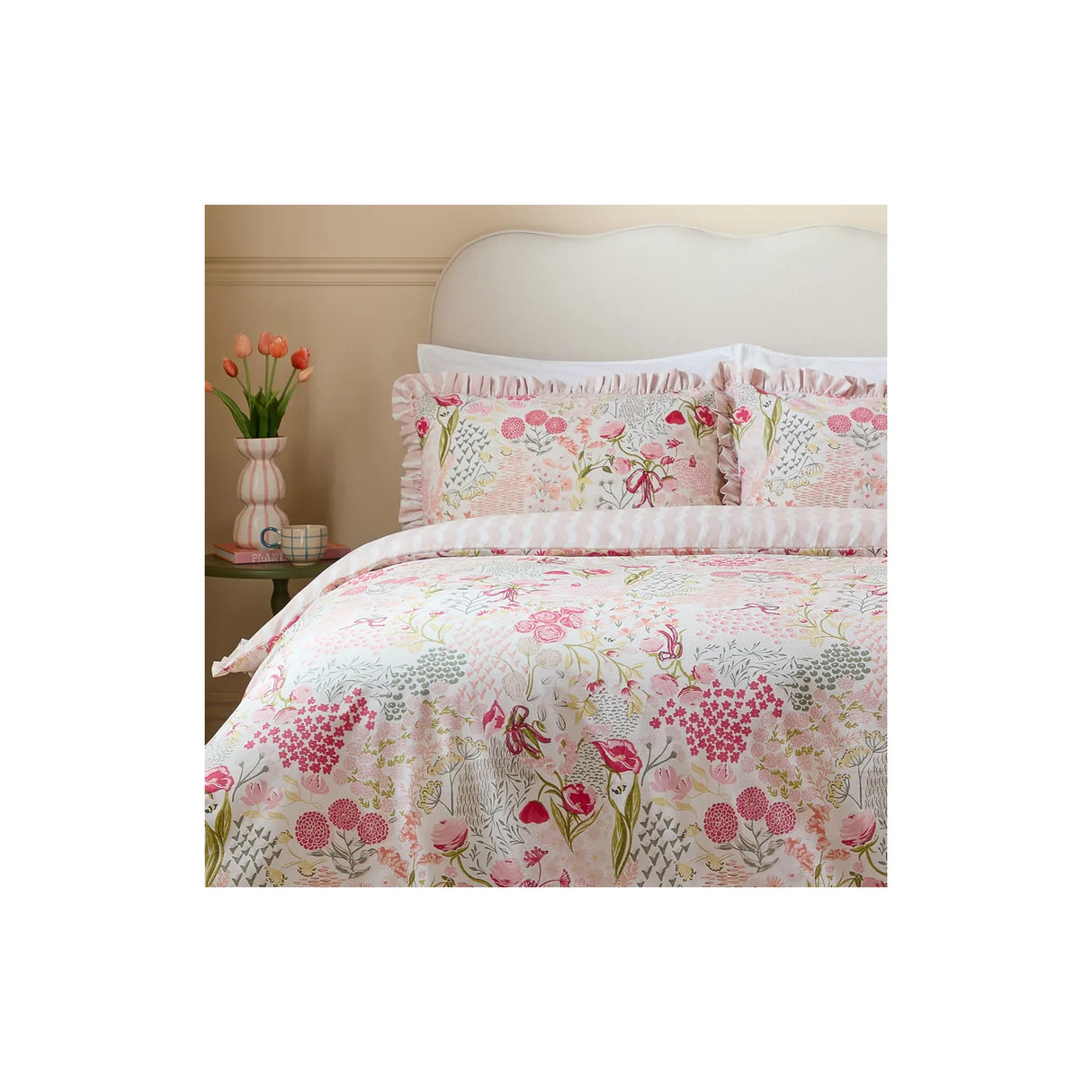 Gardenia Reversible Ruffle Duvet Cover Set Pink Pebble - image 5