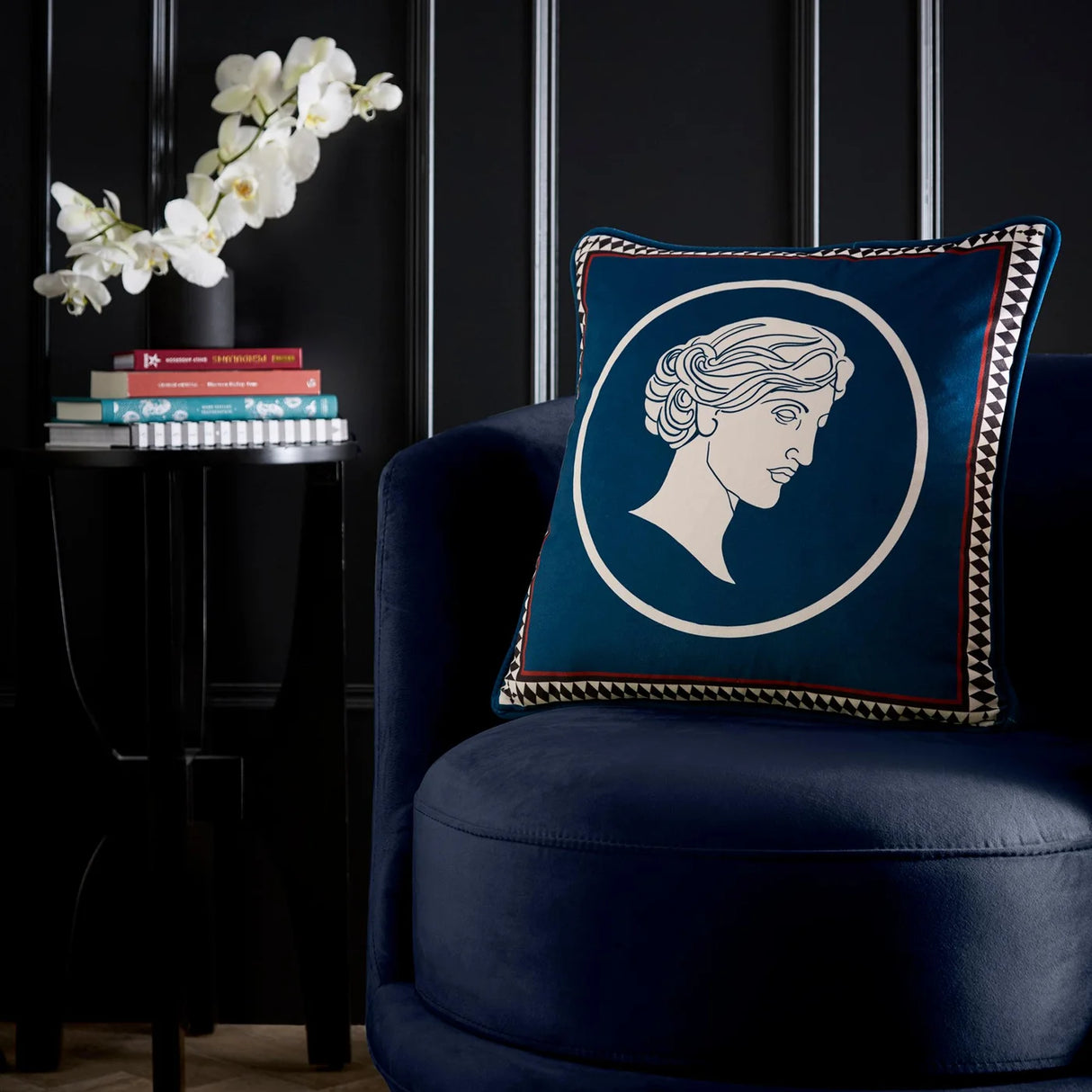 Laurence Llewelyn-Bowen Goddess Teal Grecian Print Filled Cushion