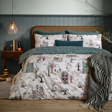 Ghost Town Reversible Halloween Duvet Cover Set image 1