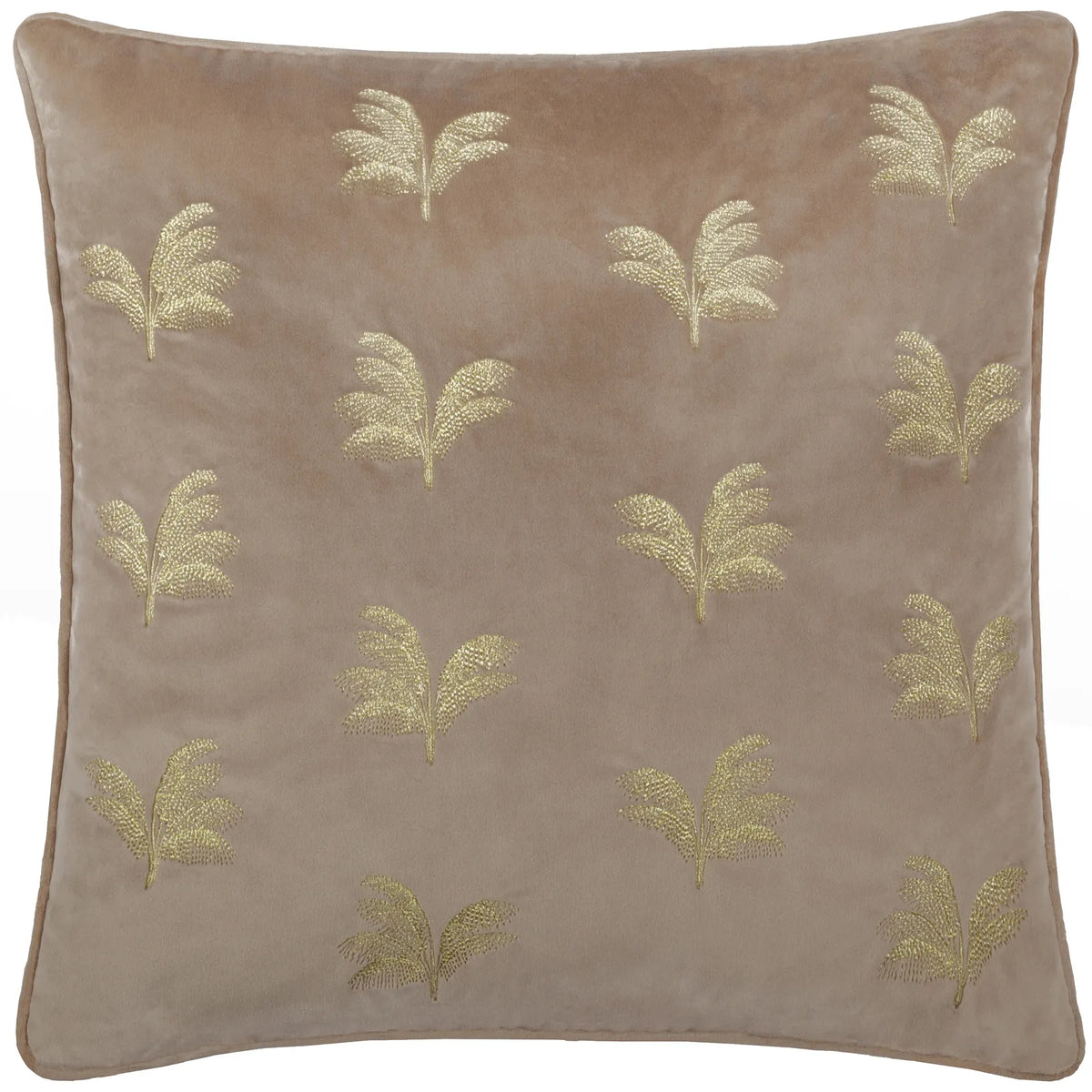 Gilded Palms Velvet Mink Cushion Cover or Filled Cushion 45cm x 45cm - additional product view 2