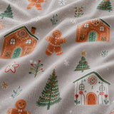 Macro close-up of the polycotton fabric on the Gingerbread House Christmas Polycotton Duvet Cover Set