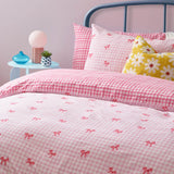 Gingham Bows Pink Duvet Cover Bedding Set - additional product view 1