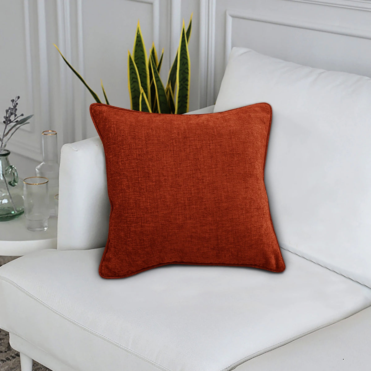 Amberley Terracotta Chenille Polyester Filled Cushion 45cm x 45cm