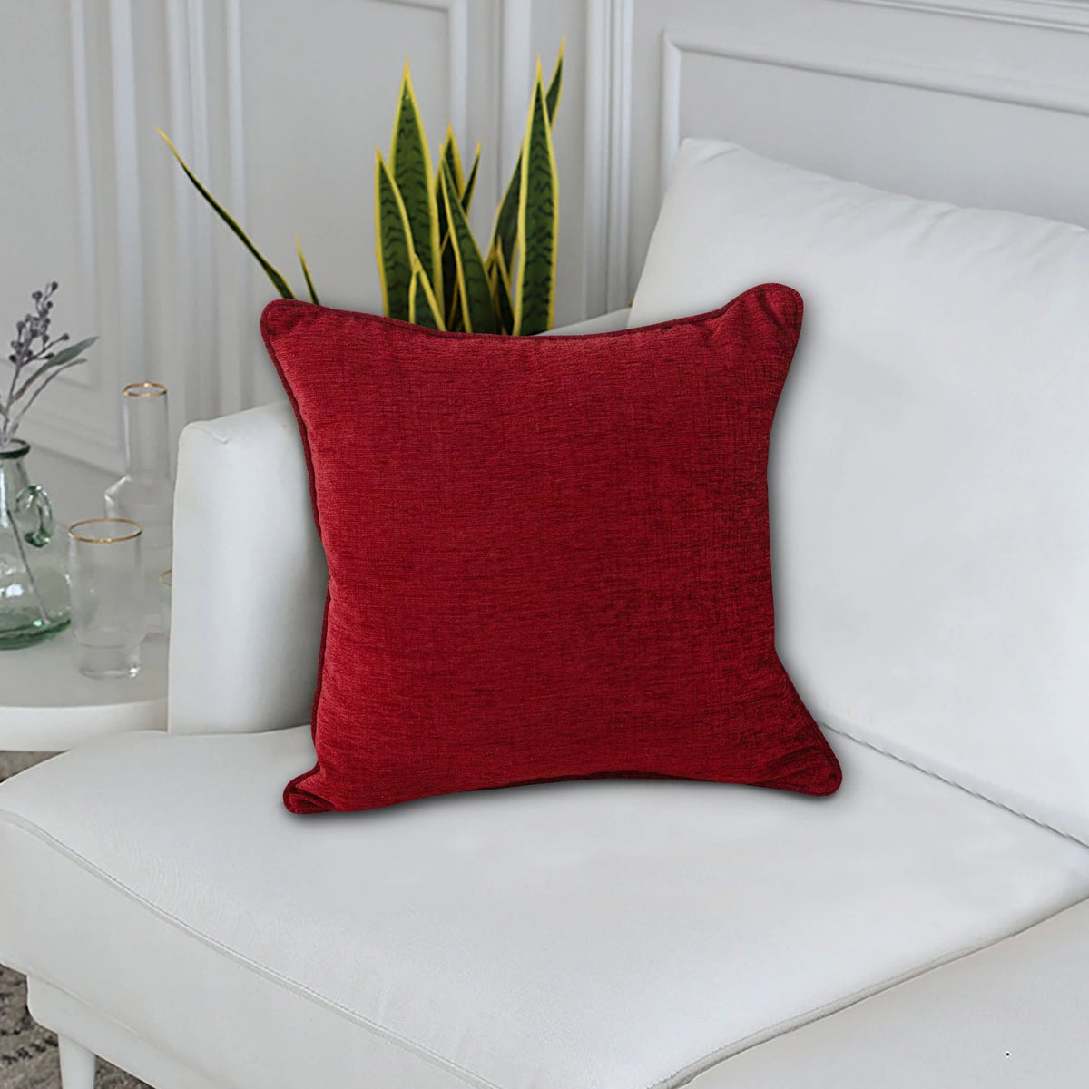 Amberley Wine Chenille Cushion Cover or Polyester Filled Cushion 45cm x 45cm