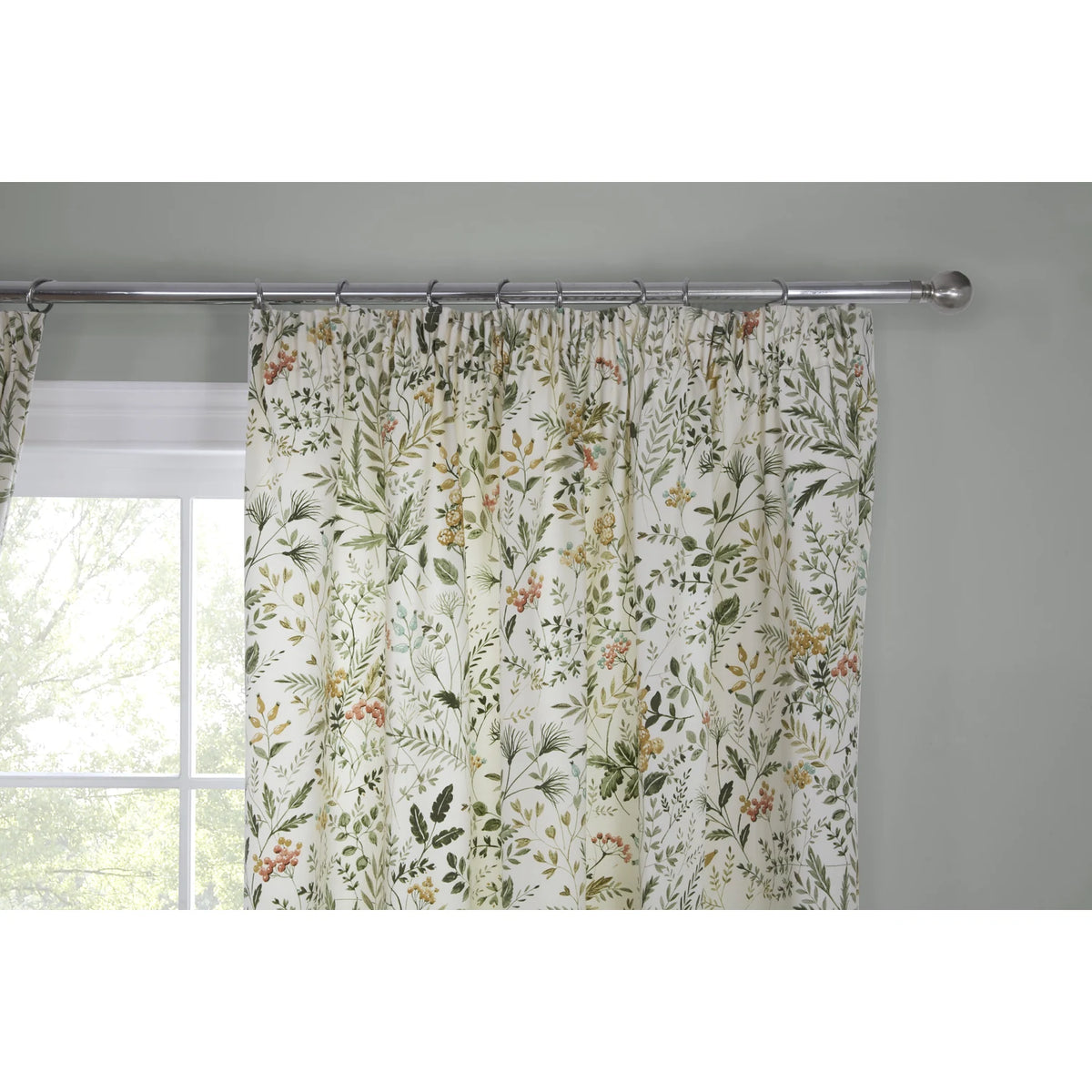Cleo Willow Floral Pencil Pleat Curtains