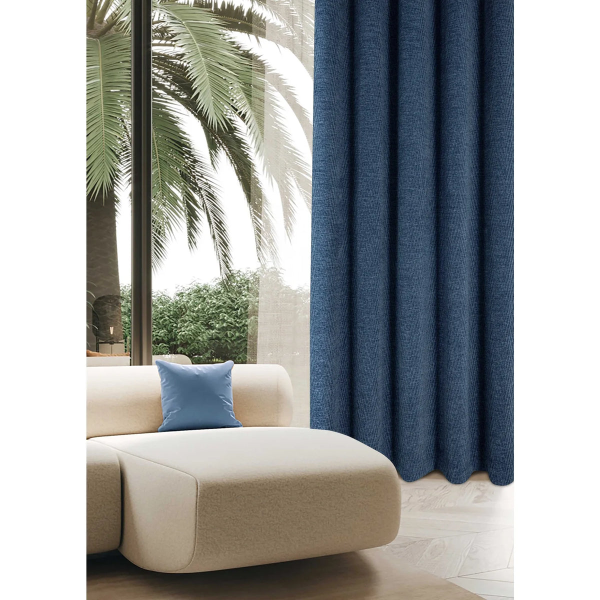 Langley Kingfisher Herringbone Thermal Eyelet Curtains