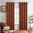 Langley Nutmeg Herringbone Thermal Eyelet Curtains