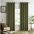 Langley Olive Herringbone Thermal Eyelet Curtains