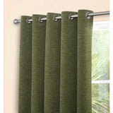 Langley Olive Herringbone Thermal Eyelet Curtains