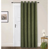 Langley Olive Herringbone Thermal Eyelet Door Curtain 66 x 84 Inch