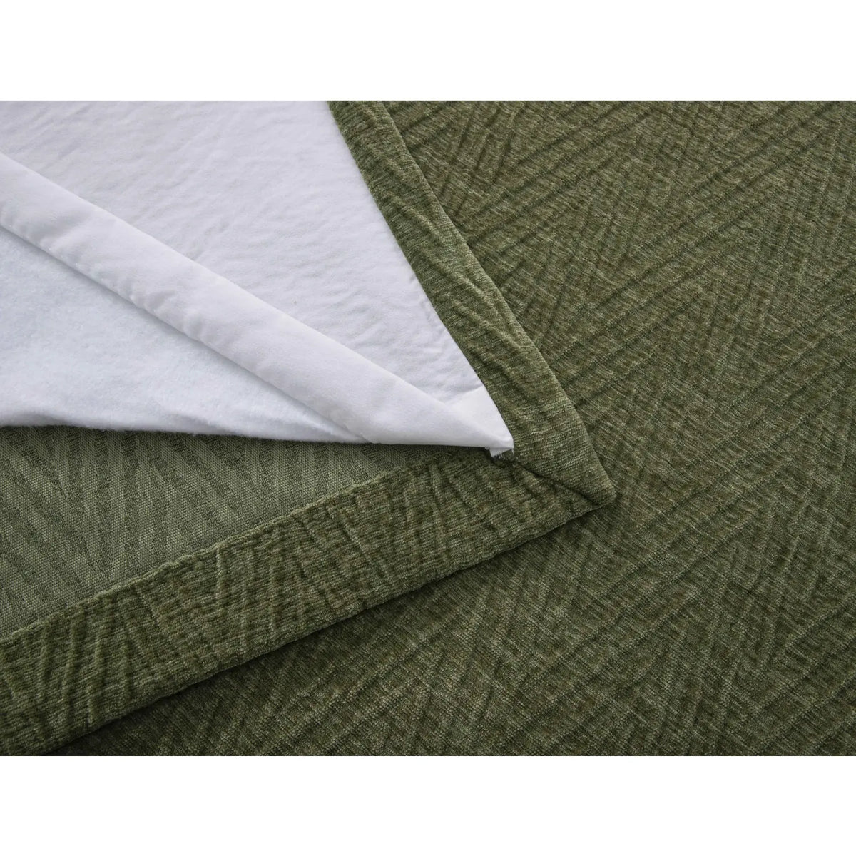 Langley Olive Herringbone Thermal Eyelet Door Curtain 66 x 84 Inch