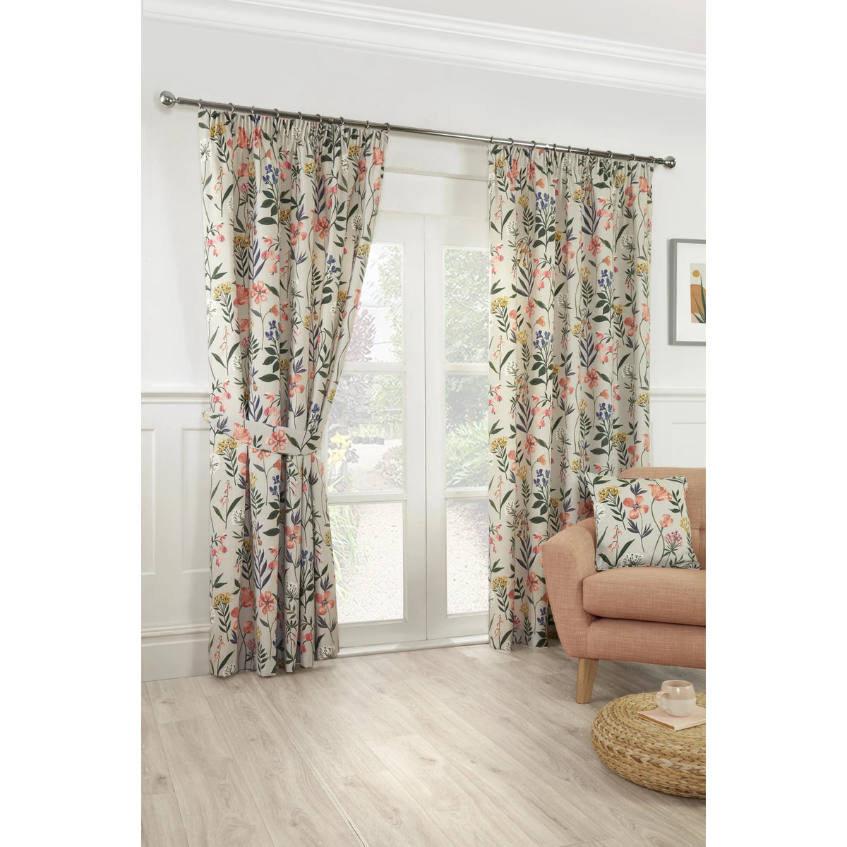Meadow Multi Floral Pencil Pleat Curtains