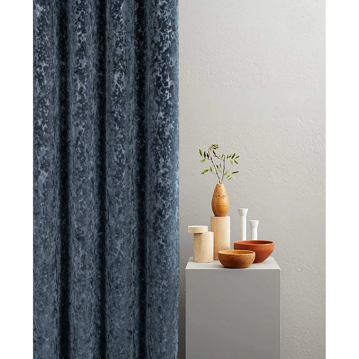 Richmond Charcoal Cut Velvet Thermal Eyelet Door Curtain 55 x 84 Inch