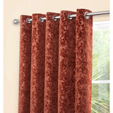 Richmond Terracotta Cut Velvet Thermal Eyelet Door Curtain 55 x 84 Inch