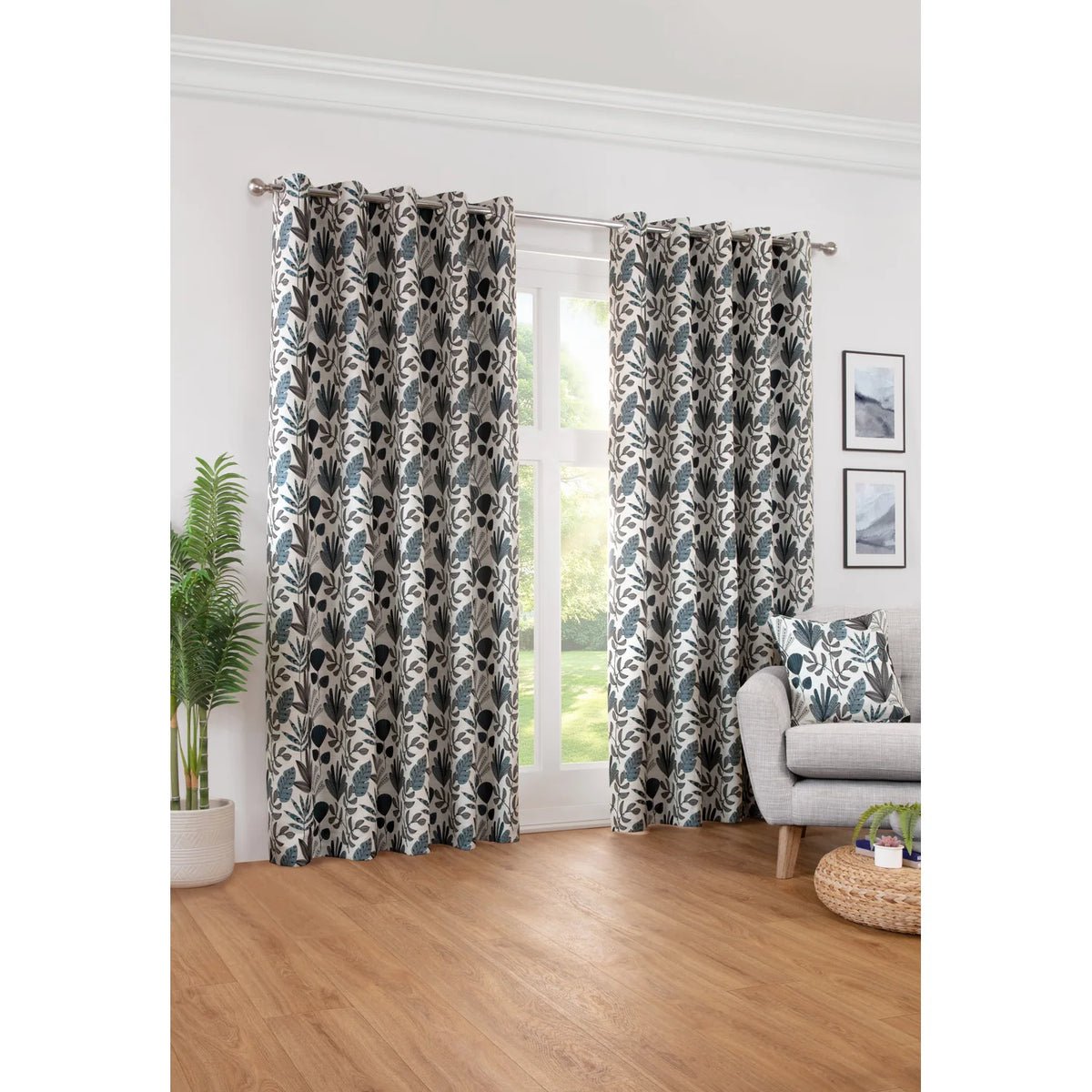 Rutland Atlantic Woven Floral Eyelet Curtains