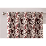 Rutland Red Woven Floral Eyelet Curtains