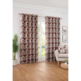 Rutland Red Woven Floral Eyelet Curtains