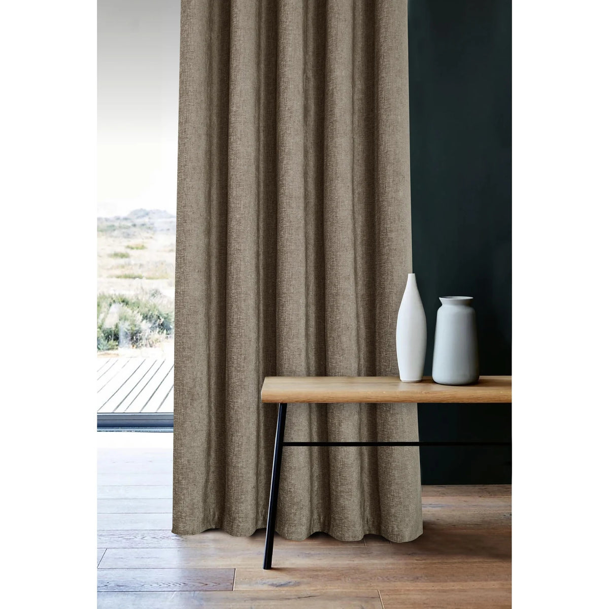Washington Earth Chenille Thermal Pencil Pleat Curtains