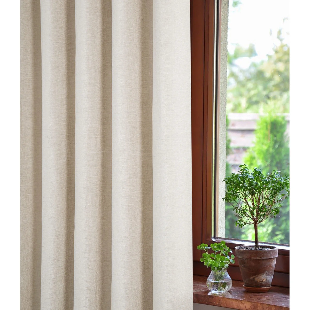 Washington Natural Chenille Thermal Pencil Pleat Curtains