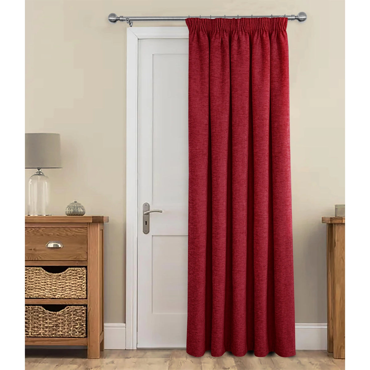 Washington Wine Chenille Thermal Pencil Pleat Door Curtain 66 x 84 Inch