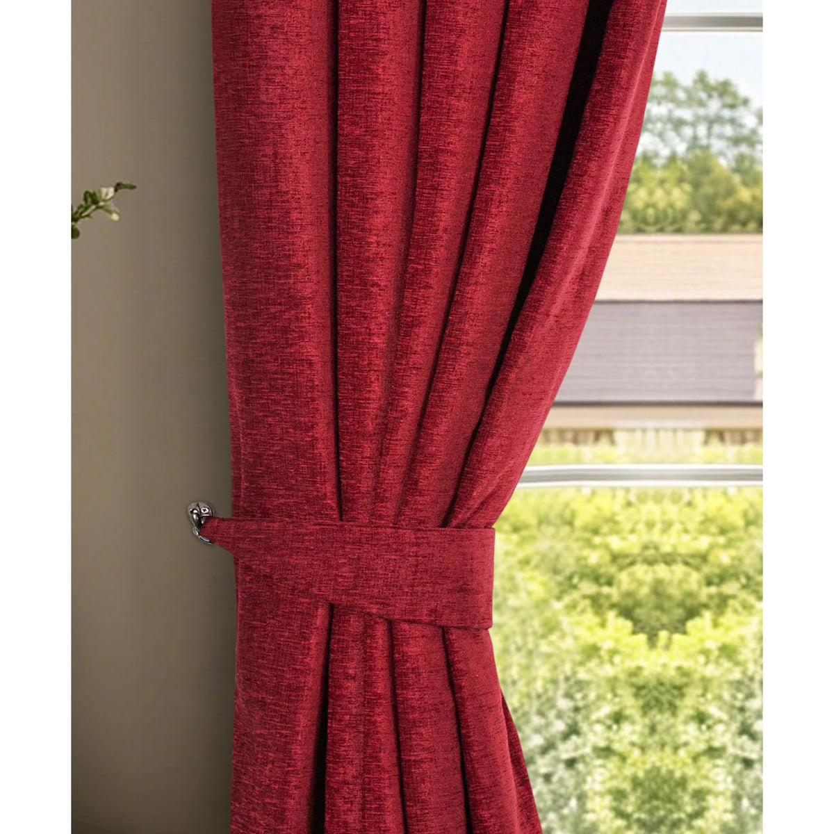 Washington Wine Chenille Curtain Tie Backs