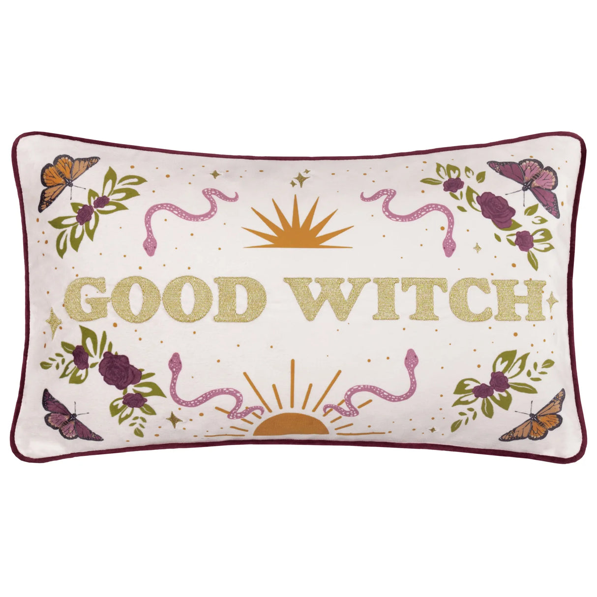 Good Witch Embroidered Velvet Cushion Cover Angel White 30 x 50cm - image 2