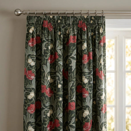 Sandringham Floral Pencil Pleat Tape Top Curtains 2