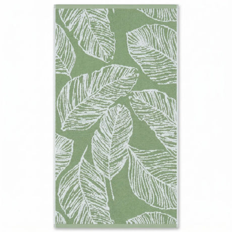 Matteo Leaf Jacquard 550gsm Green Cotton Bathroom Towel