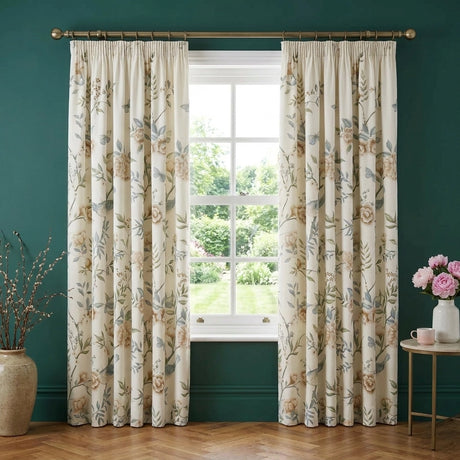 Amelle Floral Pencil Pleat Ready Made Curtains 4