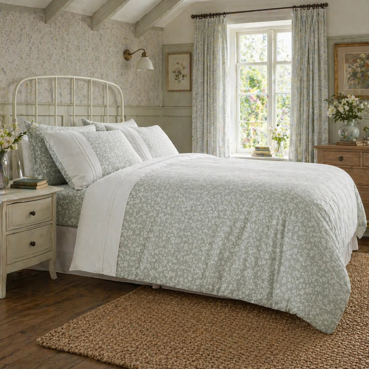 Tess Ditsy Duvet Cover Set - Green