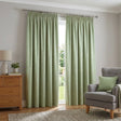 Galaxy Dim Out Woven Thermal Pencil Pleat Curtains - Green
