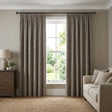 Heavy Chenille Lined Tape Top Pencil Pleat Curtains - Greige