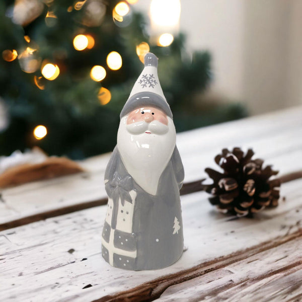 Grey Ceramic Santa & Presents Ornament - Ideal