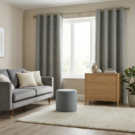 Tivoli Blackout Embroidered Eyelet Curtain - Grey
