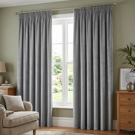 Oxford Velvet Blackout Tape Top Pencil Pleat Curtains 4