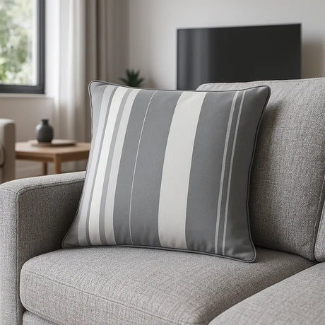 Whitworth Stripe 100% Cotton Cushion Cover 43cm x 43cm - Grey