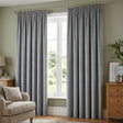 Oxford Velvet Blackout Tape Top Pencil Pleat Curtains - Grey