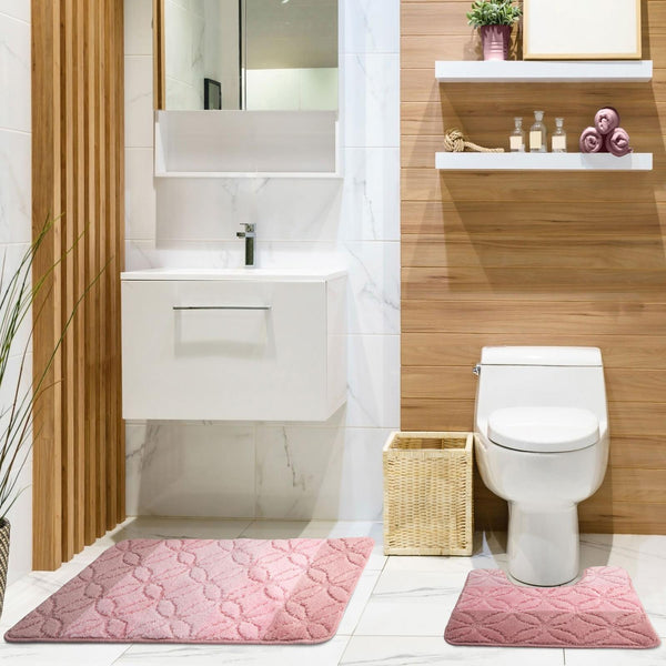 Halo Non-Slip Bath & Pedestal Mat Set Pink - Ideal