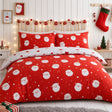 Happy Santa Christmas Microfibre Duvet Cover Set styled on a bed in a coordinated bedroom lifestyle scene
