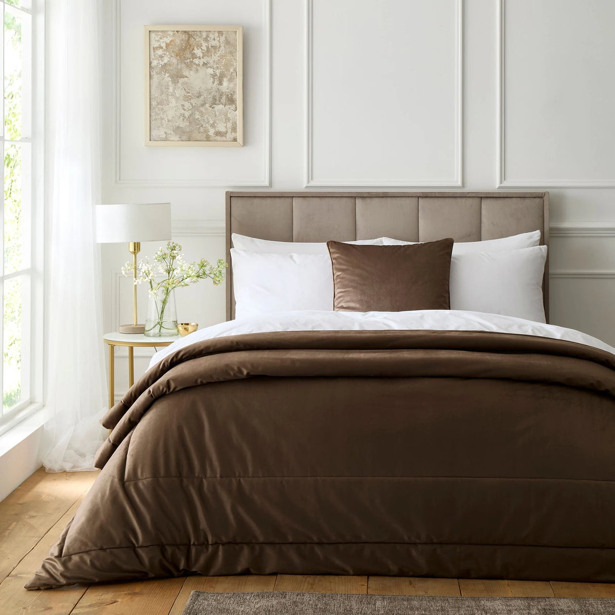 Harlan Velvet Chocolate Bedspread 235 x 235cm - product image 2