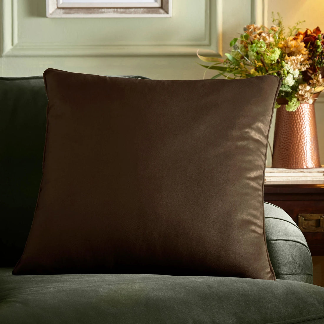 Harlan Velvet Chocolate Cushion 55 x 55cm