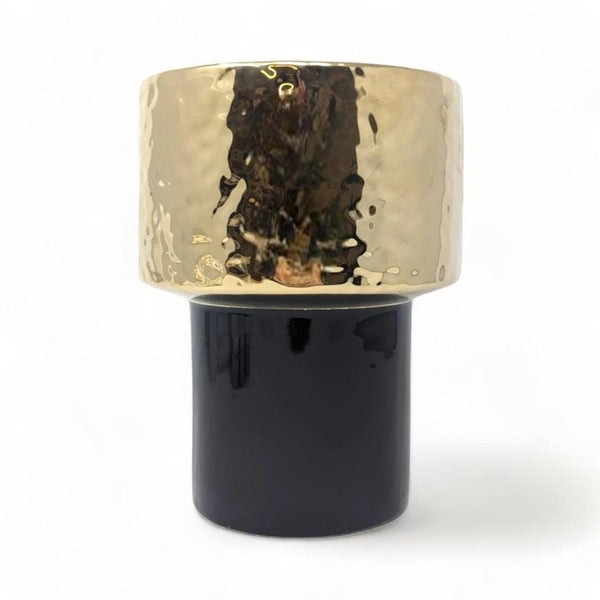 Harper Black and Gold Boho Vase 20cm - Ideal