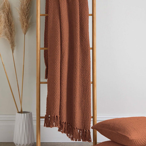 Hayden 100% Recycled Cotton Throw Terracotta - Ideal