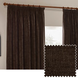 Heavy Lined Brown Velvet Chenille Pencil Pleat Curtains - additional product view 1