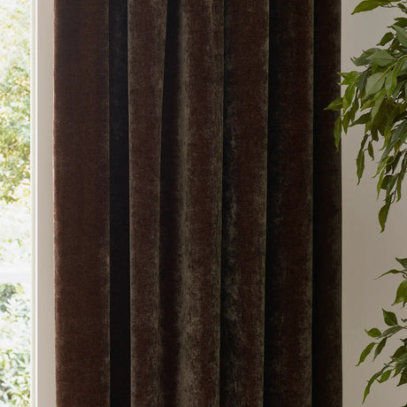 Heavy Lined Brown Velvet Chenille Pencil Pleat Curtains - additional product view 3