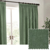 Heavy Lined Eucalyptus Velvet Chenille Pencil Pleat Curtains - additional product view 1