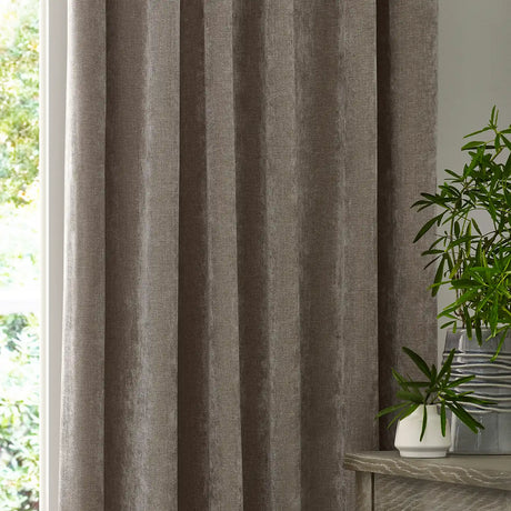 Heavy Lined Greige Velvet Chenille Pencil Pleat Curtains - additional product view 5